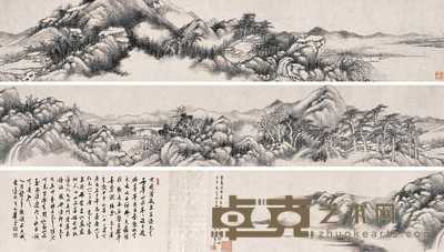 吕浩 甲午（1894年）作 万壑松云 手卷 22×275cm